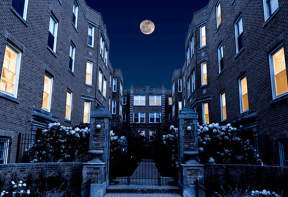 Symmetrical Apartment Building, Chicago (heavily Photoshopped)